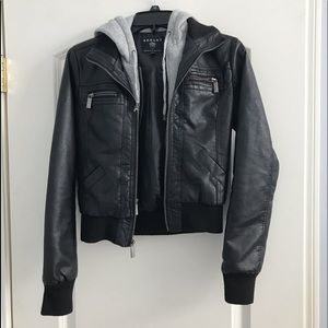 Cropped Leather Hoodie Jacket